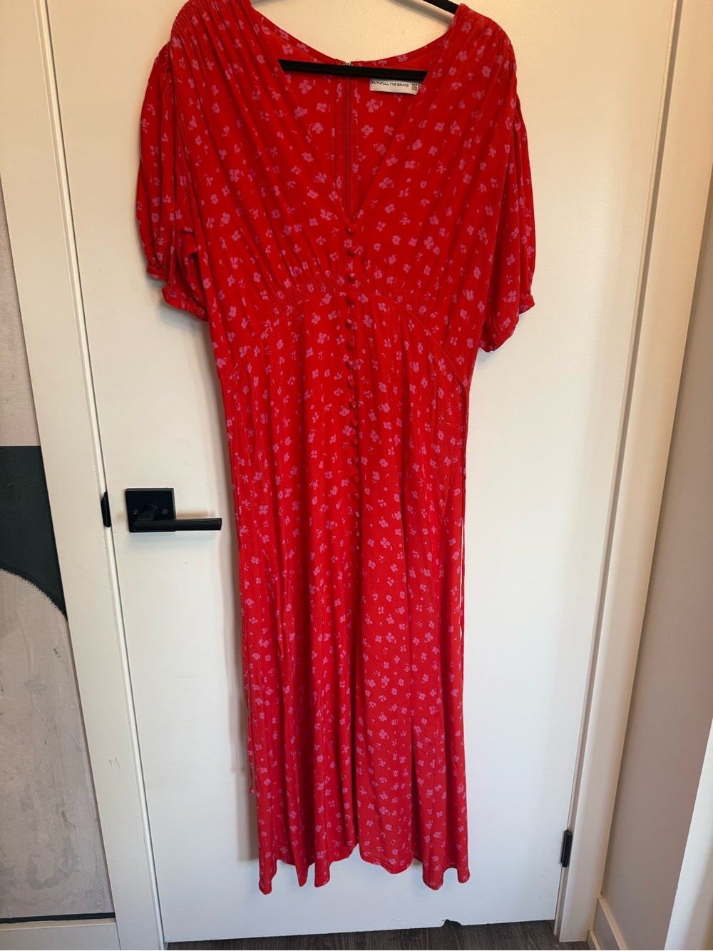 Faithfull the Brand Red Floral Midi Dress